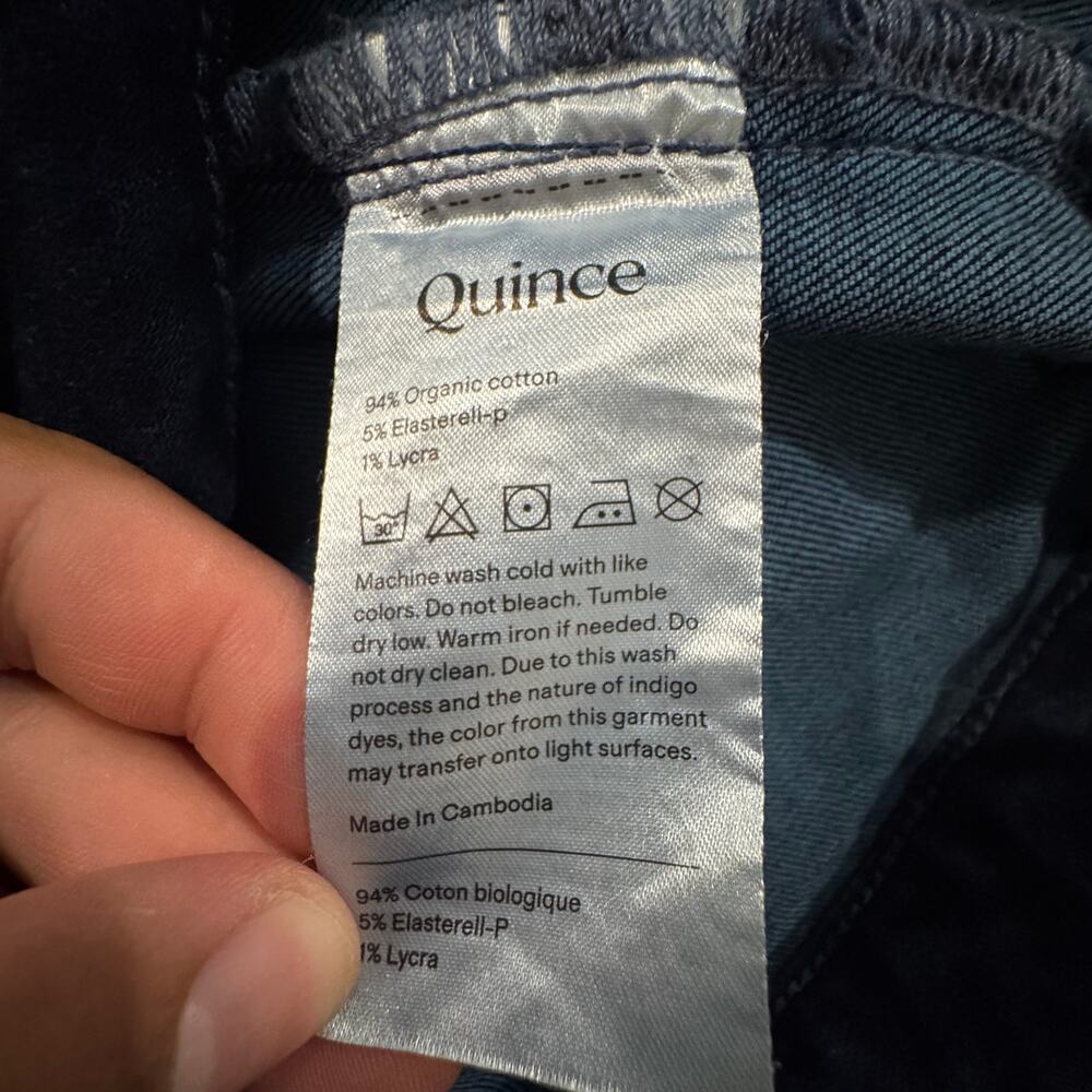 Quince Womens 33x24 Bella High Rise Patch Pocket Wide Leg Jeans Blue Cropped NWT - Picture 6 of 12